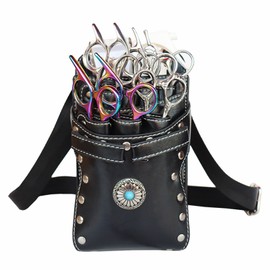 Barber Scissors Bag Hairstylist Waist Bag 7-Slot Detachable Scissor Holder Bag PU Leather Tool Bag for Scissor Hair Clips Combs Clippers Spray Bottle