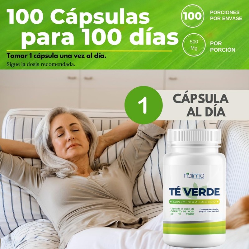Té Verde Cápsulas con 500mg - Extracto 100% Natural -