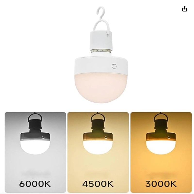 Kolhgnse 3-Color Changing Bulb, Rechargeable Light Bulb with Remote Control