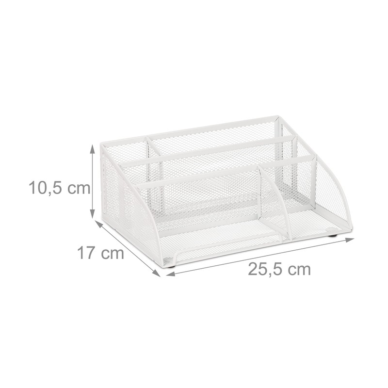 Relaxdays Desk Organiser, 5 Compartments, Mesh Design, Metal, H10.5 x