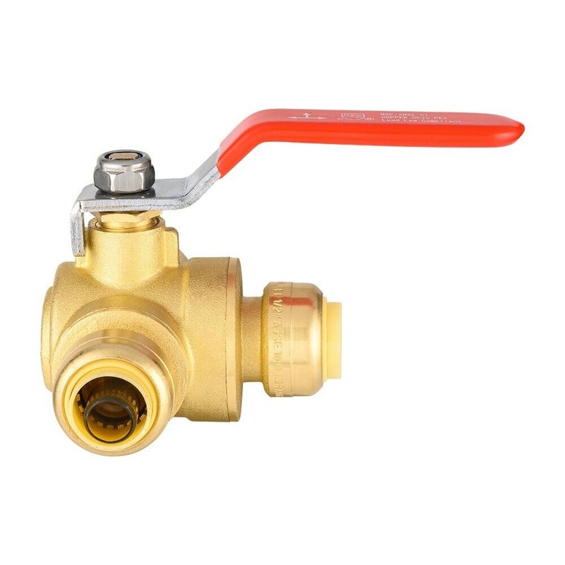 EFIELD 1/2" PUSH FIT 3 WAY BRASS BALL VALVE, FULL