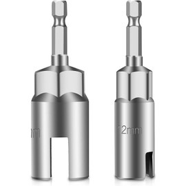 SUNJOYCO 2Pcs Power Wing Nut Driver Set, Slot Wing Nuts Hook Drill Bit Socket Wrenches Tools Set, 1/4" Hex Shank, for Panel Nuts Screws Eye C Hook Bolt & Q-Hanger (12mm, 18mm)