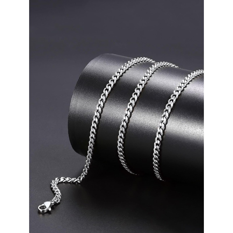 ChainsHouse Kihei Chain Necklace for Men, Silver, Surgical Stainless, Hypoallergenic,