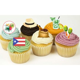 12 Puerto Rico Party Cupcake Toppers Food Picks
