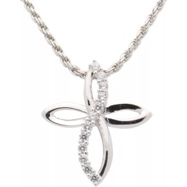 All Patron Saints Love Openly Sterling Silver Cubic Zirconia Cross Necklace For Women Gift Set