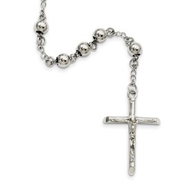 Jewels By Lux Stainless Steel 6mm Bead Rosary Necklace