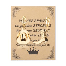 BEKECH Cowgirl Cowboy Hat Boots Earrings Western Cowboy Hat Boots Dangle Earrings Country Cowgirl Jewelry Horse Lover Gift (gold)