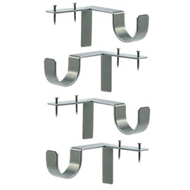 4Pcs Silver Bracket Hang Curtain Rod Holders Single Hook Right Into Window Frame Decor, Applicable Living Room Kitchen