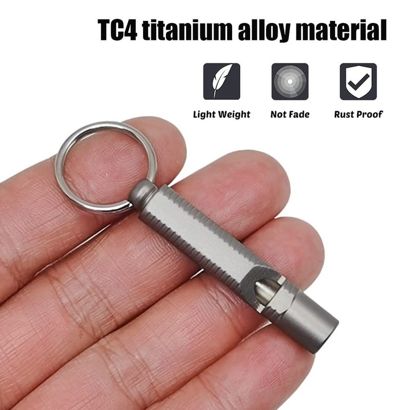 Emergency Whistle, 120db Waterproof Titanium Whistle With Key Ring Attachment