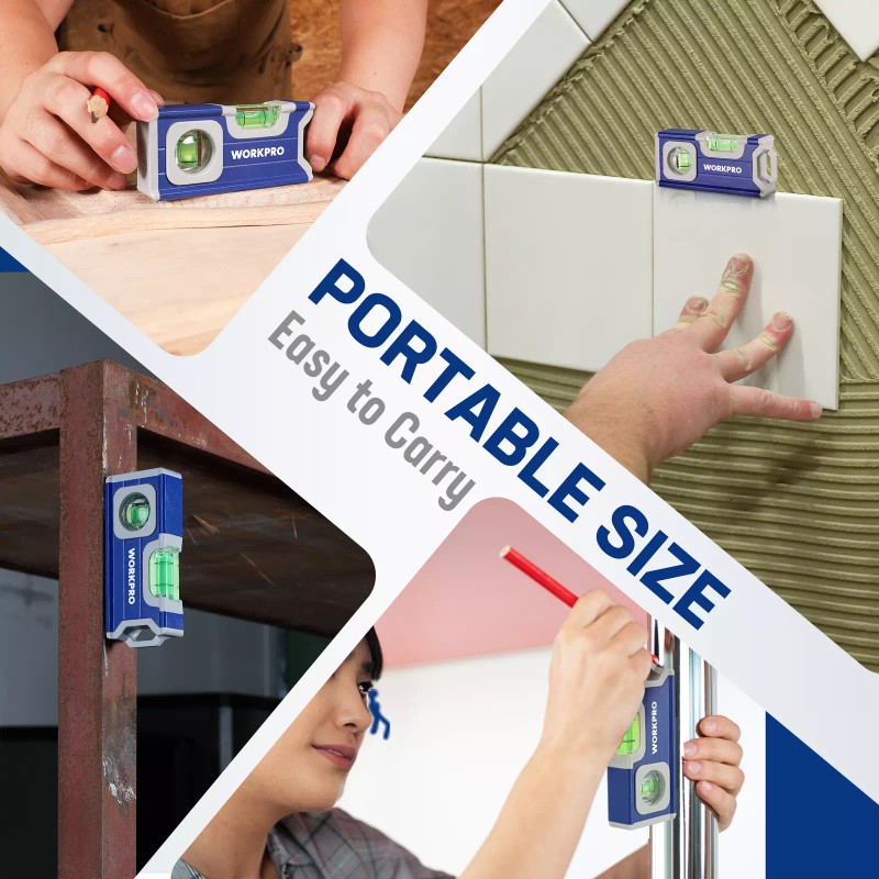 WORKPRO Small Level 4-1/2 Inch Magnetic Aluminum Alloy Construction