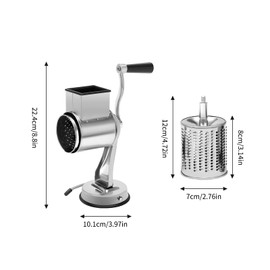 Manual Vegetable Cutter Vegetable Slicer Drum Grater Manual Multi Grater Machine W/5 Stainless Steel Drum Blades Suitable for Potatoes, Cucumbers and Other Vegetables and Fruits