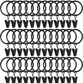 30 Pcs Curtain Hooks,1.5 Inch Curtain Rings with Clips Hooks Rustproof Decorative Drapery Curtain Clip Rings for Room,Bathroom and Parlor Window,Vintage Black