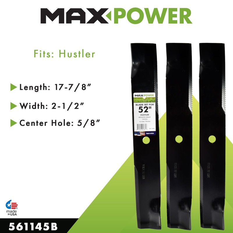 MaxPower 561145B 3 Blade Set for 52 in. Cut Hustler