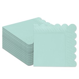 qiqee Dark Blue Cocktail Dinner Napkins 5x5inch Disposable Beverage,Wedding, Birthday Party Dessert Wave Paper Napkins(120 Count)