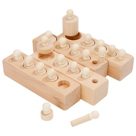 Wisplye Montessori Toy Wooden Sorting Plug-In Game, Educational Toy Cylinder Socket, 20 Buttons Blocks Plug-In Puzzle Insert Cylinder, Early Educational for Children Baby Boys Girls from 1 2 3 Years