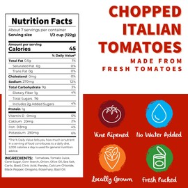 Dei Fratelli Chopped Italian Tomatoes with Herbs and Olive Oil - Vine-Ripened – Non GMO, Gluten-Free (28 oz. Cans, 12 pack)