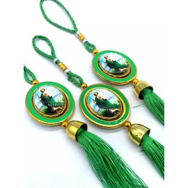 Pack of 3 Green Tassel St Jude Thaddaeus Hanging String Decor String