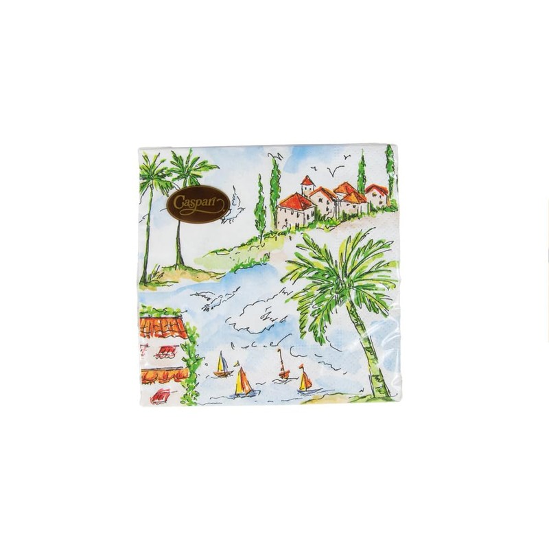 Caspari Mallorca Cocktail Napkins - 20 Per Package