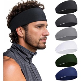 Headbands for Women Men (6 Pack), Yoga Sports Sweatband, Non-Slip & Lightweight Sweat Band, Elastic Athletic Hair Bands,Working Out Headband