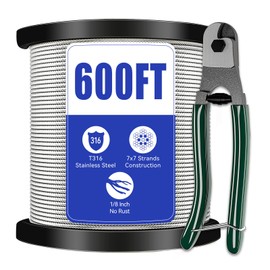 1/8 Stainless Steel Cable,Cable Railing for Stainless Steel Cable,7x7 Strand Construction with Cutter for Cable Railing System 600FT