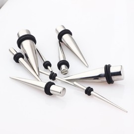 Decentraland Stainless Steel Ear Gauge Taper Stretching and Single Flare Plugs Flesh Tunnel Kit 10mm (00g) Steel Tapers & Steel Tunnels Tunnels Ear Stretching Kit Gauges Gauging Plugs