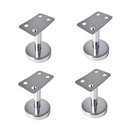 4pcs Adjustable 304 Stainless Steel Handrail Bracket, Hand Railing Brackets for Indoor & Outdoor Stairs，Ground-Type Upright Column Support Bracket，Wall Handrail Mounted Banister Hardware (I-Type, 4)