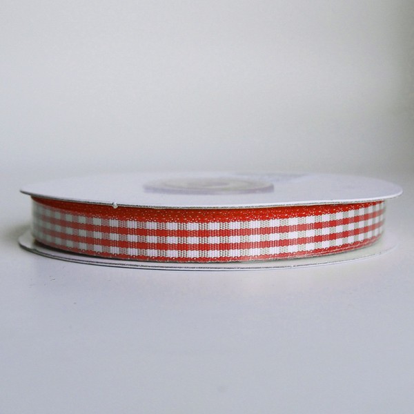 Polyester Gingham Ribbon (3/8" (25 yards), Red)