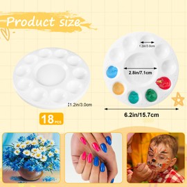 18 Pack Paint Tray Palettes for Kids, Round Plastic White Paint Pallets for Students or Pupils,Paint Holder Tray,Paint Supplies for DIY Craft, Art Painting Classes, Play Party, Kindergarten or School