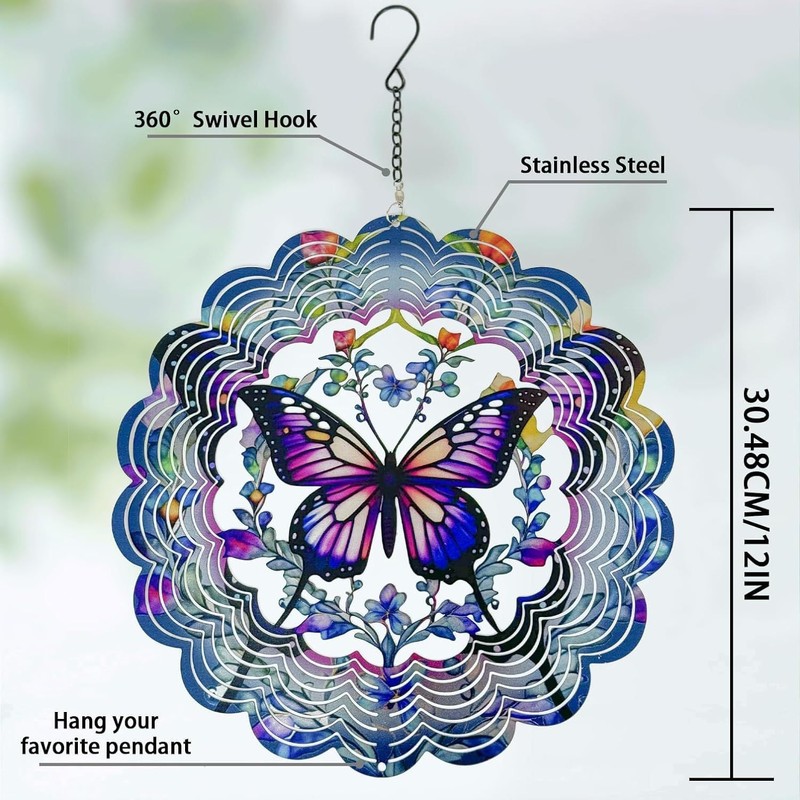 Butterfly Wind Spinners Metal Hanging Wind Spinner for Outdoor &