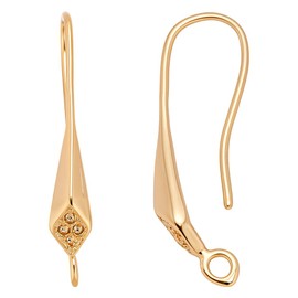 CRAFTYMELODY 30Pcs Real 24K Gold Plated Earring Hooks French Ear Wire Hooks with Horizontal Loop and Settings for Rhinestone Dangle Fish Hook Findings for DIY Jewelry Making Crafts Supplies