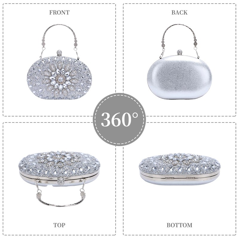 Fecialy Clutch Purses for Women Evening Bag Crystal Handbag Luxury