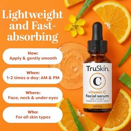 TruSkin Vitamin C Serum for Face - Anti Aging Face Serum with Hyaluronic Acid & Vitamin E - Brightening Formula for Improving Appearance of Dark Spots, Fine Lines & Wrinkles - All Skin Types, 1 fl oz
