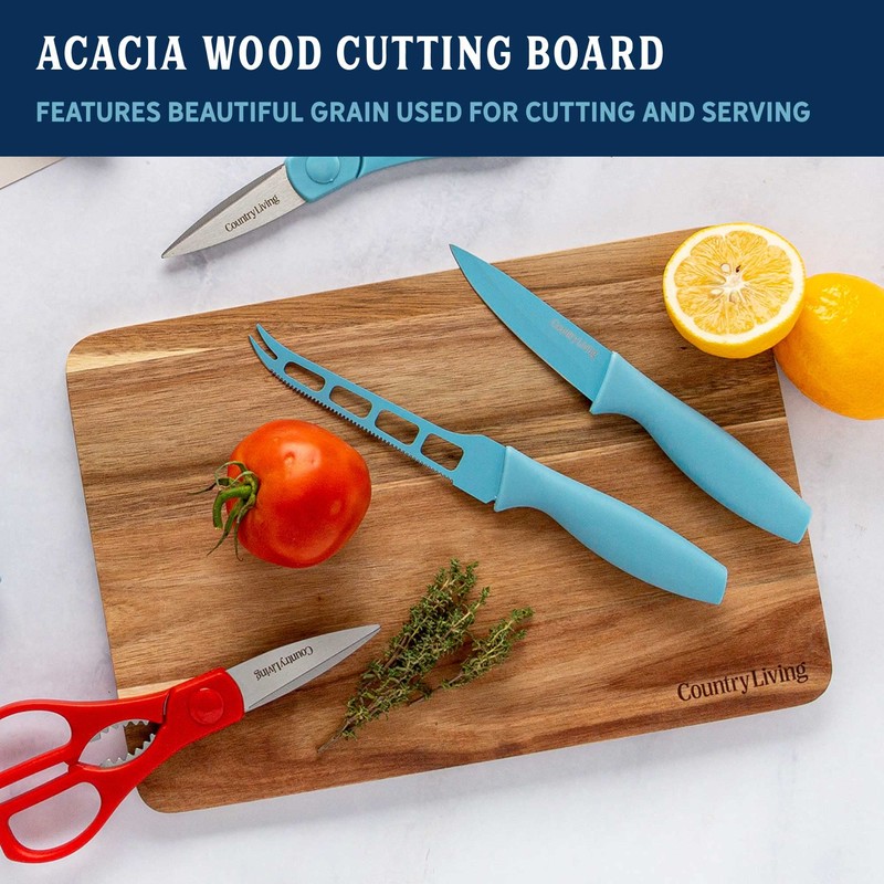 Country Living 20-Piece Kitchen Knife Quality Stainless-Steel Blades with Guards,