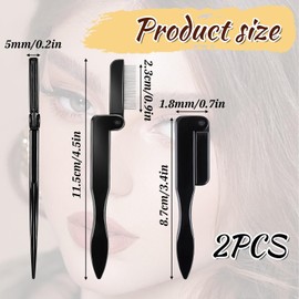 2Pcs Folding Eyelash Comb Stainless Eyelash Separator Teeth Eye Lash Separator Combs Eyelashs Makeup Brush Tool for Lash Eyelashes Eyebrow Beauty Tools(Black)