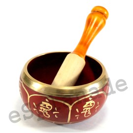 eSplanade - 4" - Striker Stick and Singing Bowl Tibetan Buddhist Prayer Instrument | Meditation Bowl | Music Therapy (Red)
