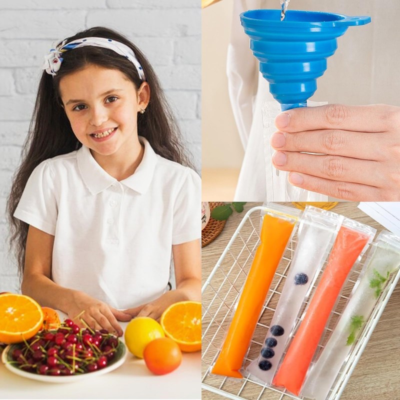 200 Pcs Ice Packs and 1 Funnel, DIY Mold with