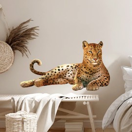 wondever Safari Leopard Wall Stickers Jungle Animals Cheetah Peel and Stick Wall Art Decals for Living Room Bedroom Kids Room Playroom