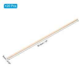 PATIKIL 3/16 Inch Dowel Rods Wood Sticks, 20 Pcs 12 Inch Long Square Wooden Dowels Unfinished Hardwood Sticks for Craft DIY Supplies