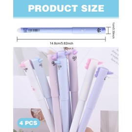 BPTRKOM 4 Stück Gelstifte Set mit thermoempfindlicher Radiertinte - 0,7 mm Feinspitze schont Papier - Schaftmotive (15 cm Länge)