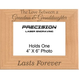 Grandmother Gifts Love Between a Grandma and Granddaughter Lasts Forever Engraved Natural Wood Picture Frame