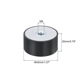 sourcing map 40 x 20mm M8 Thread Female Rubber Mounts, Vibration Isolators, Replaces Anti Vibration Pads Flat Silent Block Base Block