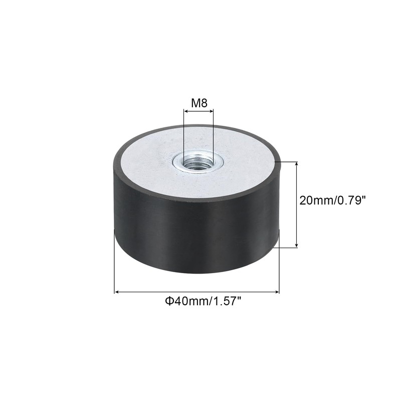 sourcing map 40 x 20mm M8 Thread Female Rubber Mounts,