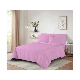 Dazzle Collection 100% Egyptian Cotton Sheet 200 Thread Count Bed Flat Sheet Hotel Quality Bedding Set Soft & Crisp Cotton Caravan Campervan (Single Flat Sheet, Pink)