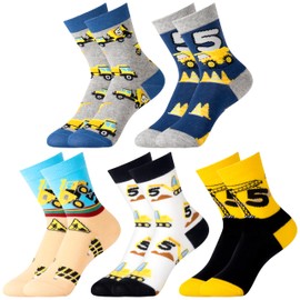 Moyel 5 Year Old Boy Gift 5 Year Old Boy Birthday Gift Ideas 5 Pairs Funny Car-Themed Socks for Kids Present for Christmas Easter Basket Stuffers
