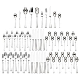 Lenox Esquire 65-Piece Flatware Set, 8.75 LB, Metallic,Silver