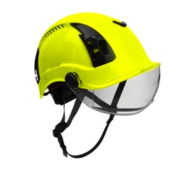 Malta Dynamics APEX Prime OSHA/ANSI Z89.1 and EN12492 Type 2 Safety Helmet for Construction (Helmet with Clear Visor, Yellow)