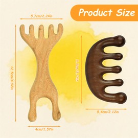 2 Stück Massagekamm aus natürlichem Holz Kopfhaut Massage und Entspannung Guasha für Nacken, Rücken und Beine Holzkamm für Männer und Frauen