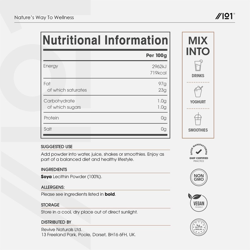 SOYA Lecithin Powder 250g – De-Oiled 97% Essential Fat –