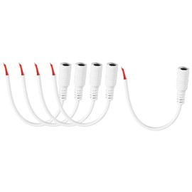 sourcing map 5pcs DC Power Pigtails Cable, 5.5 x 2.1mm Female Barrel Plug Connector to Bare Wire Open End for CCTV Camera, DVR, LED Strip, 15cm White