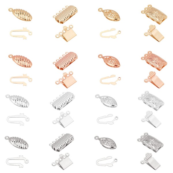 UNICRAFTALE 32 Sets Multi Beach Clasps 4 Styles Box Clasps